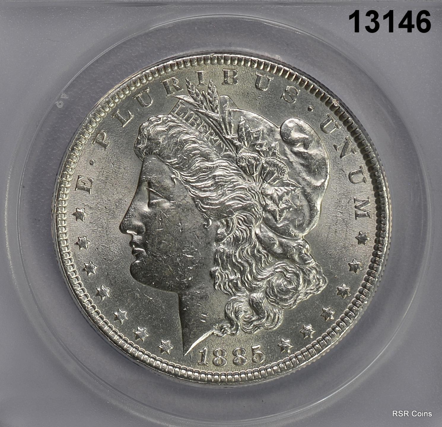 1885 MORGAN SILVER DOLLAR ANACS CERTIFIED MS61 WHITE #13146