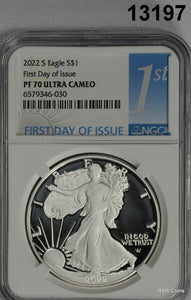 2020 S PROOF SILVER EAGLE NGC CERTIFIED PF70 ULTRA CAMEO 1ST DAY OF ISSUE #13197