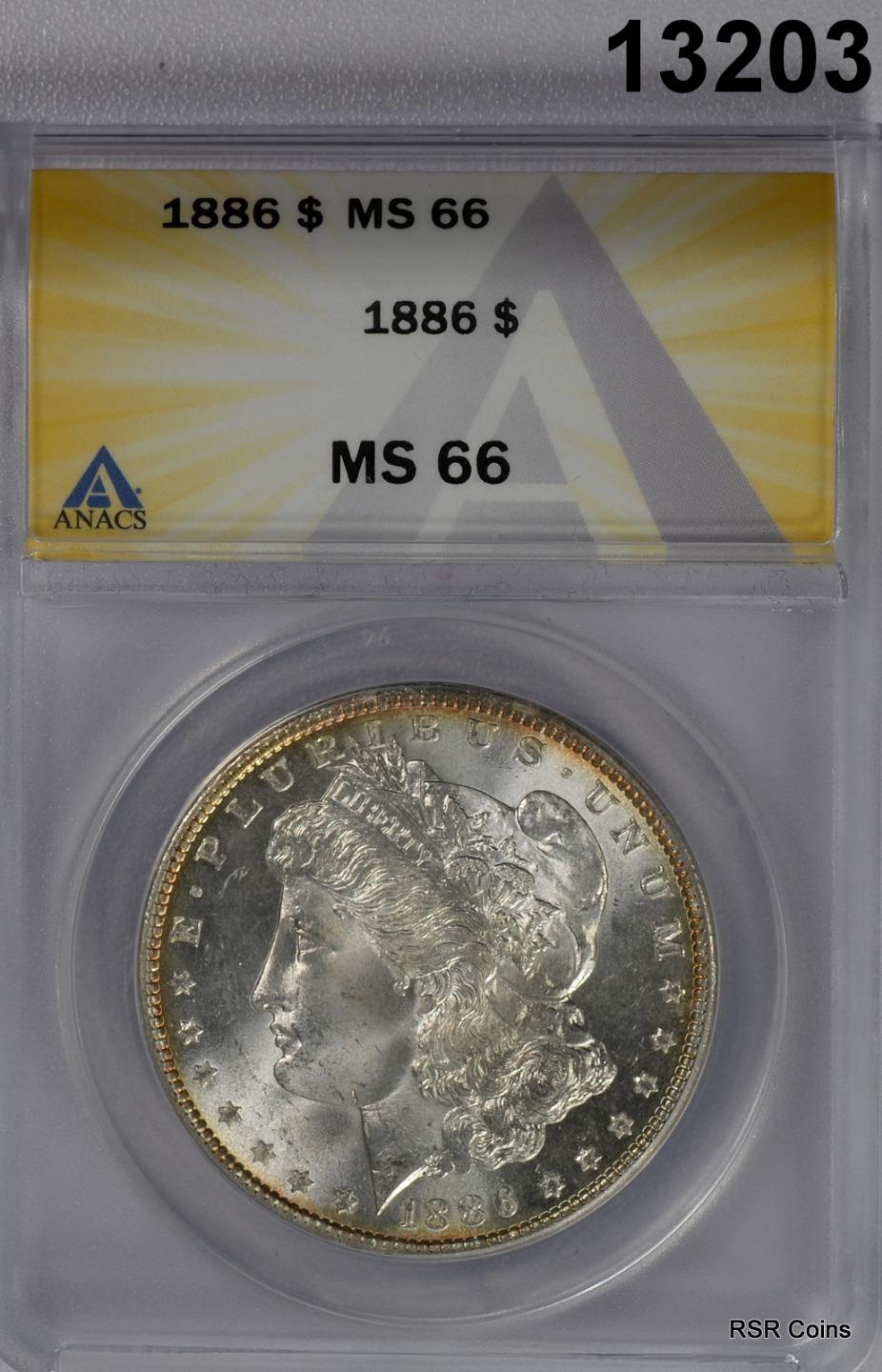 1886 MORGAN SILVER DOLLAR ANACS CERIFIED MS66 GEM FLASHY! #13203