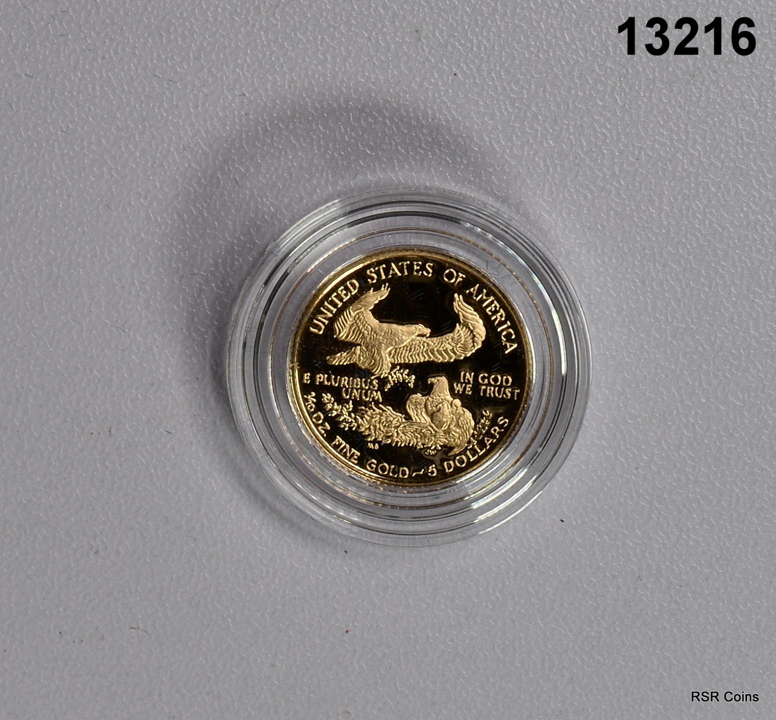 1990 1/10TH OZ $5 PROOF GOLD EAGLE ORIGINAL BOX & COA!! #13216