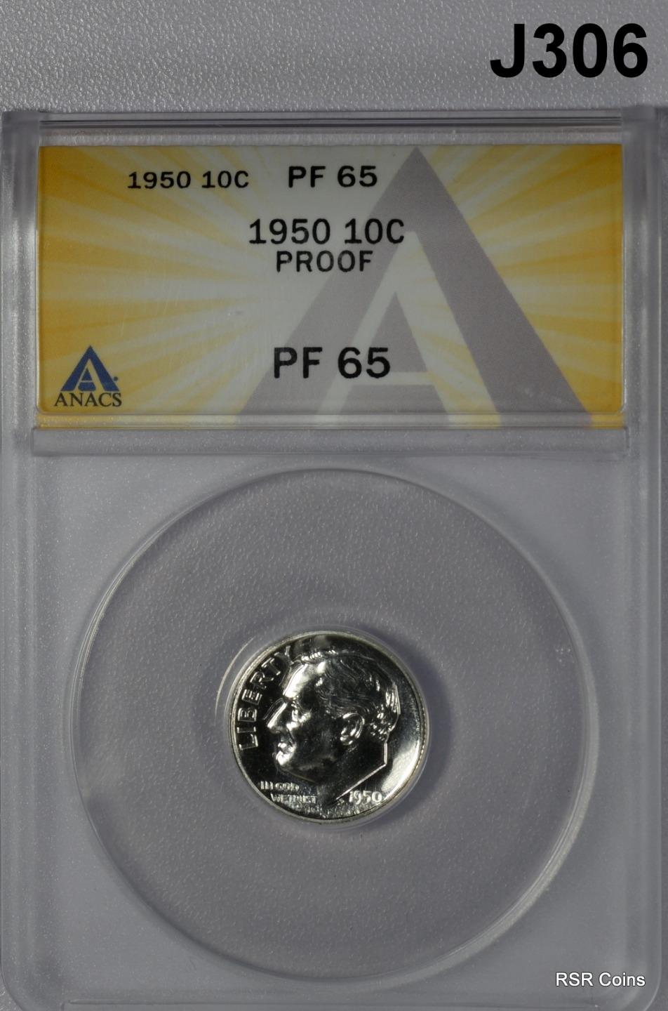 1950 ORIGINAL PROOF SET ANACS CERTIFIED PF63 RB TO PF66 5 COIN SET FLASHY! #J306