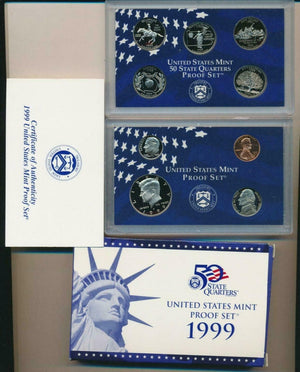 1999 ORIGINAL US MINT PROOF SET BOX & CARD GREAT BIRTH YEAR GIFTS!