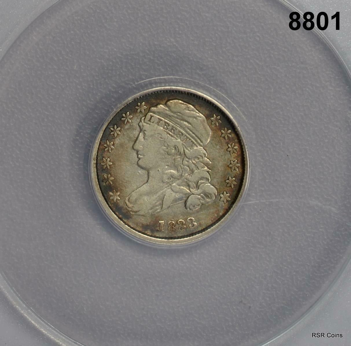 1833 CAPPED BUST DIME ANACS CERTIFIED VF35 SCRATCHED #8801