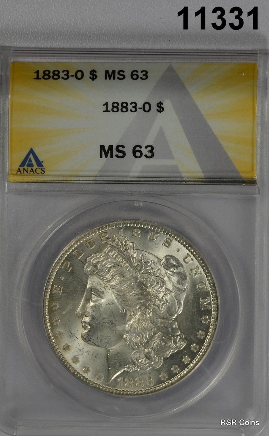 1883 O MORGAN SILVER DOLLAR ANACS CERTIFIED MS63 FLASHY WHITE #11331