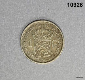 1916 NETHERLANDS 1 GULDEN VF+ #10926