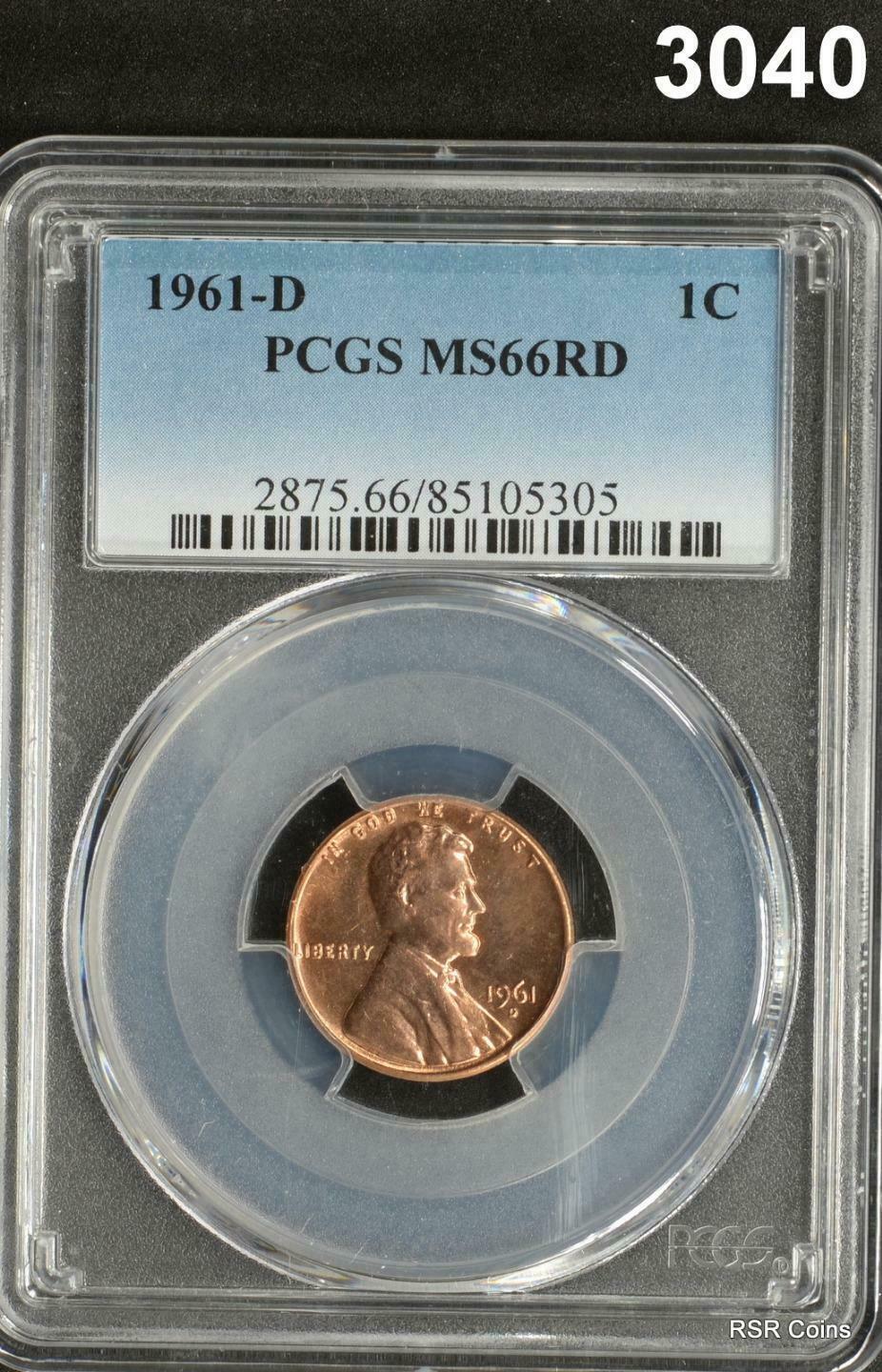 1961 D PCGS CERTIFIED MS 66 RD LINCOLN WHEAT PENNY! FLASHY LUSTER #3040
