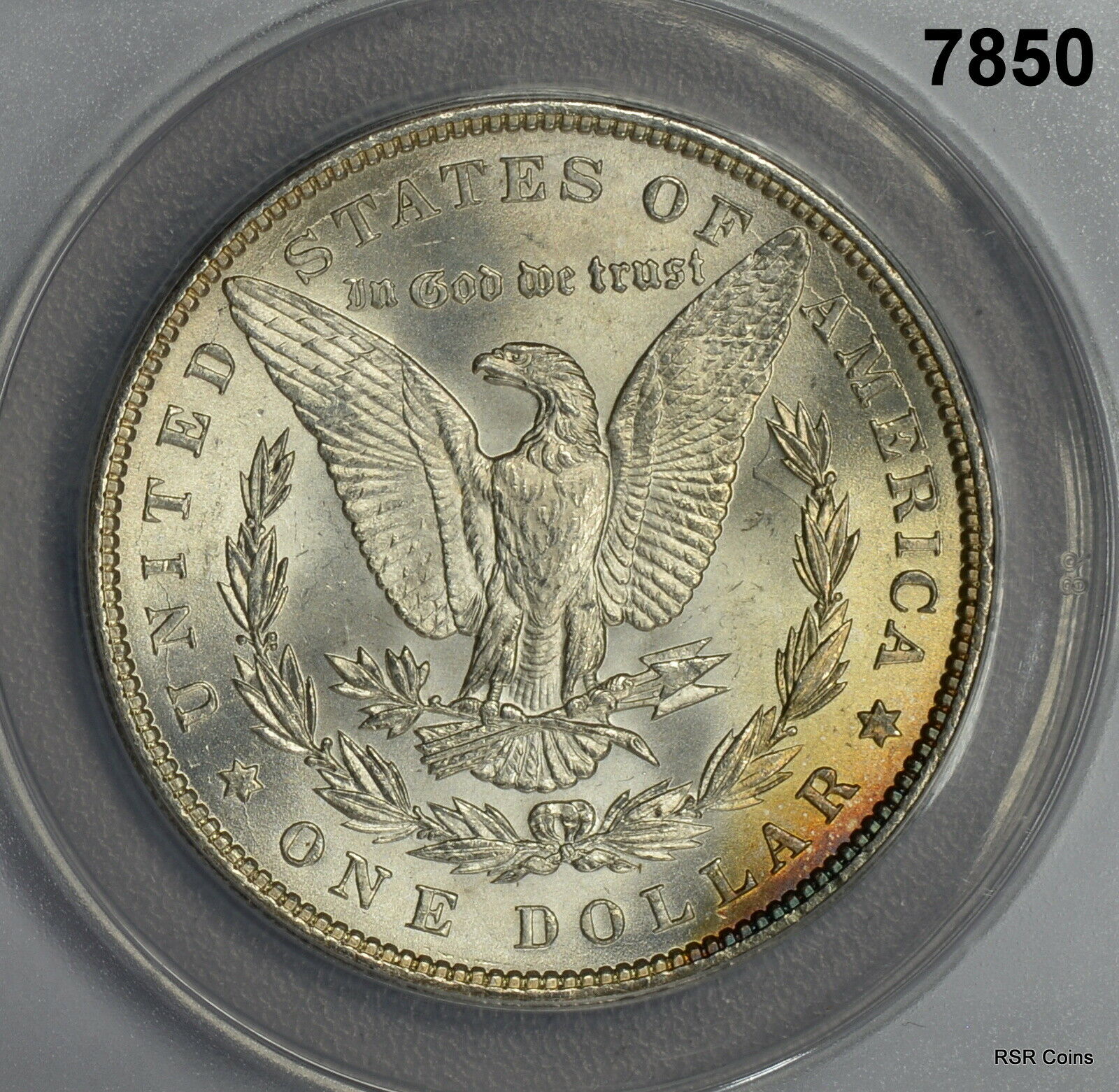 1886 MORGAN SILVER DOLLAR ANACS CERTIFIED MS65 SPLASHES OF GOLDEN COLOR! #7850