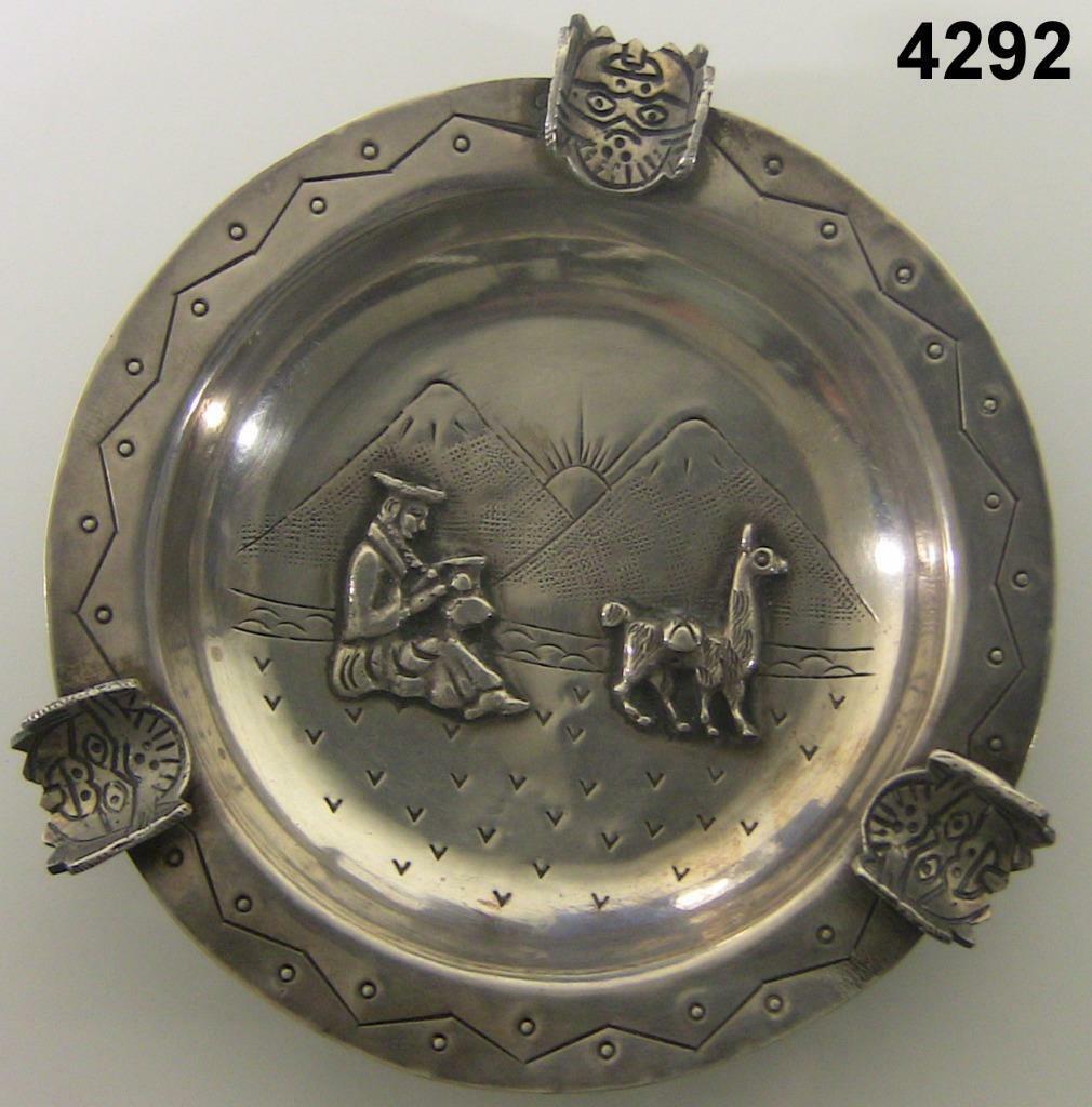 VINTAGE PERUVIAN GIURCO SILVER ASHTRAY 2OZ 41/2" WIDE 1/2" HIGH #4292