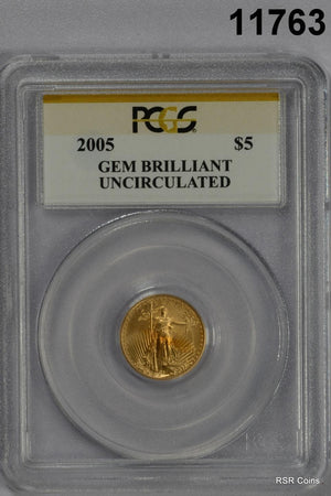 2005 GEM BU G $5 GOLD 1/10TH EAGLE PCGS CERTIFIED! #11763