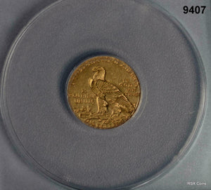 1929 $2 1/2 GOLD INDIAN ANACS CERTIFIED MS60 DETAILS CLEANED #9407