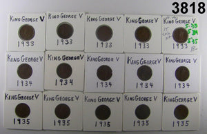 1933-1935 15 COIN LOT KING GEORGE V VF-AU #3818
