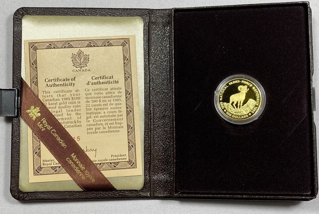 1985 Canada Proof $100 Gold 1/2 oz 22kt National Park Royal Canadian Mint OGP