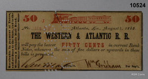 1862 THE WESTERN & ATLANTIC R.R. GEORGIA SLIGHT TEAR #10524