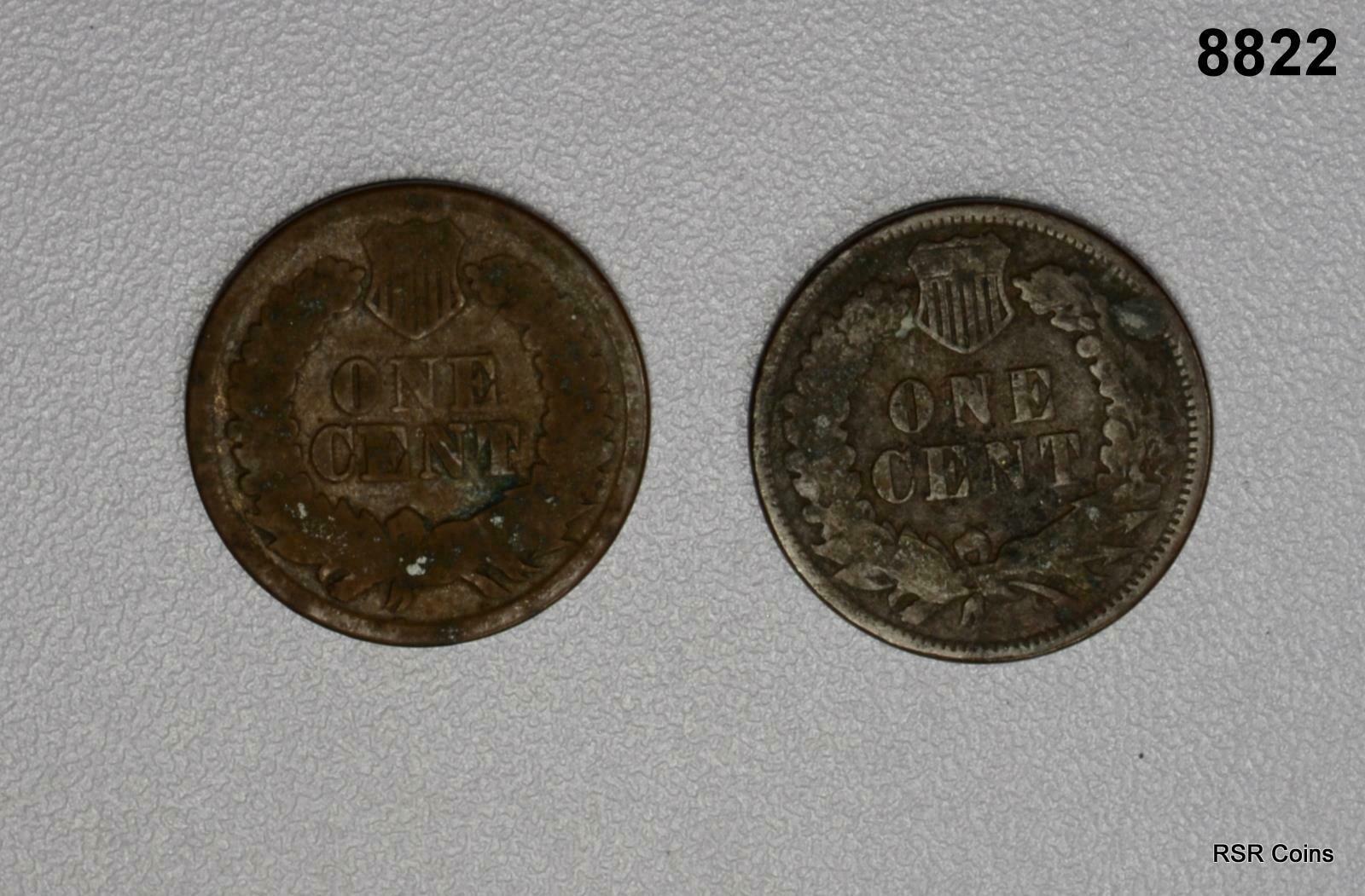 2 LITTLE INDIAN CENTS CORROSION: 1864, 1874 GOOD+ #8822