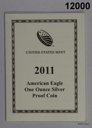 2011 W PROOF SILVER EAGLE MINT BOX & COA GEM!! #12000