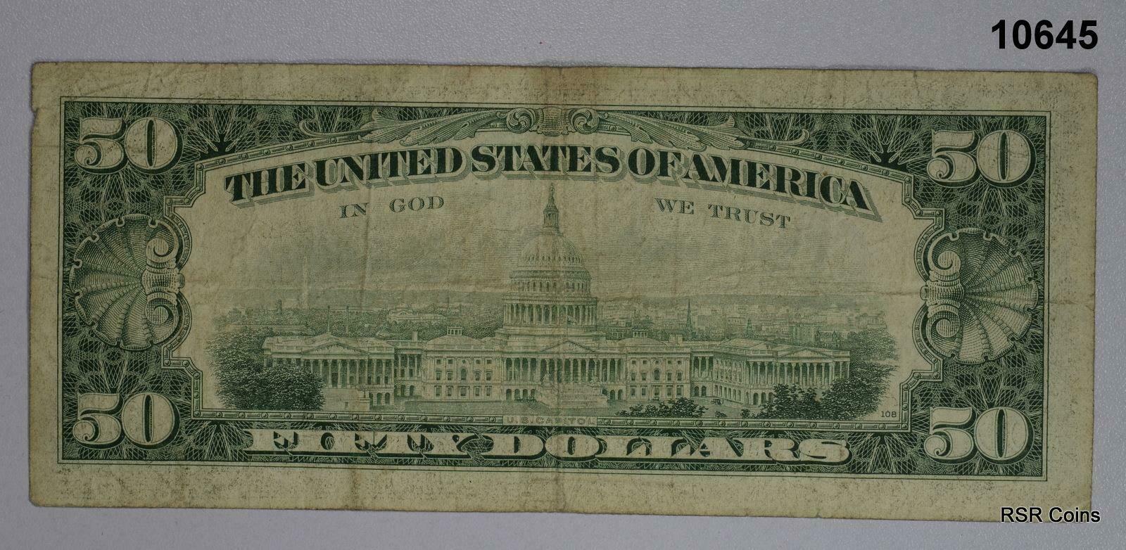 1977 $50 FEDERAL RESERVE NOTE OFF CENTER PRINTED #10645