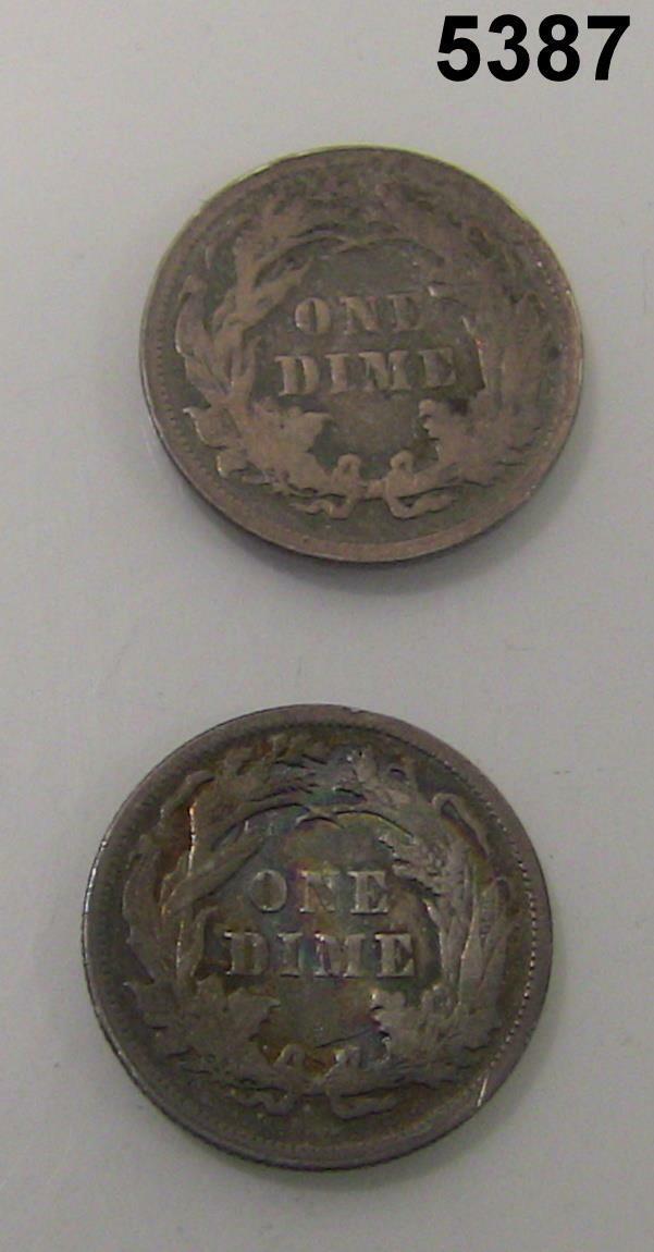 1897 SEATED DIMES LOT OF 2 COINS F & VF+! #5387