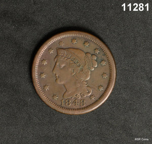 1848 BRAIDED HAIR LARGE CENT VF NICE BROWN #11281