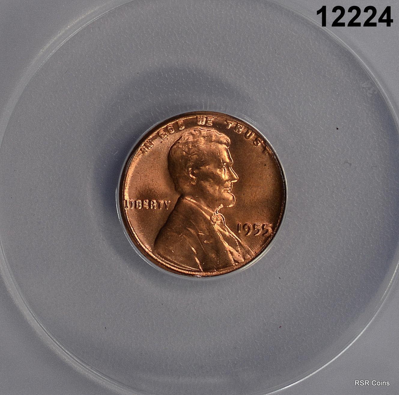 1955 LINCOLN CENT ANACS CERTIFIED MS66 RED #12224