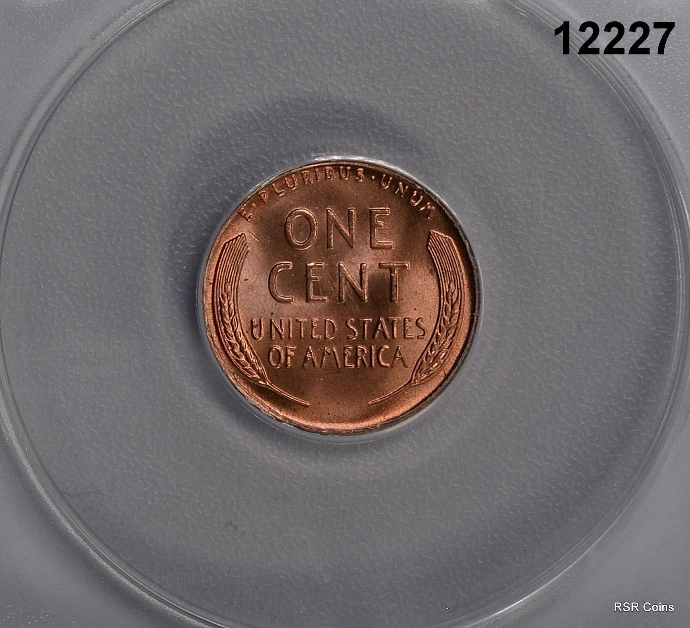 1955 LINCOLN CENT ANACS CERTIFIED MS66 RED #12227