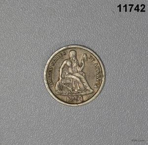 1891 SEATED DIME XF SLIGHT REVERSE DISCOLORATION #11742