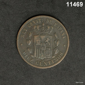 1878 SPAIN 10 CENTIMOS ALFONSO XII #11469