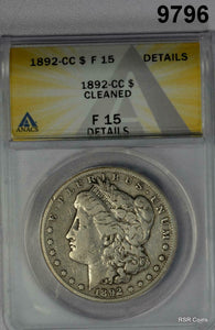 1892 CC MORGAN SILVER DOLLAR ANACS CERTIFIED FINE 15 CLEANED #9796