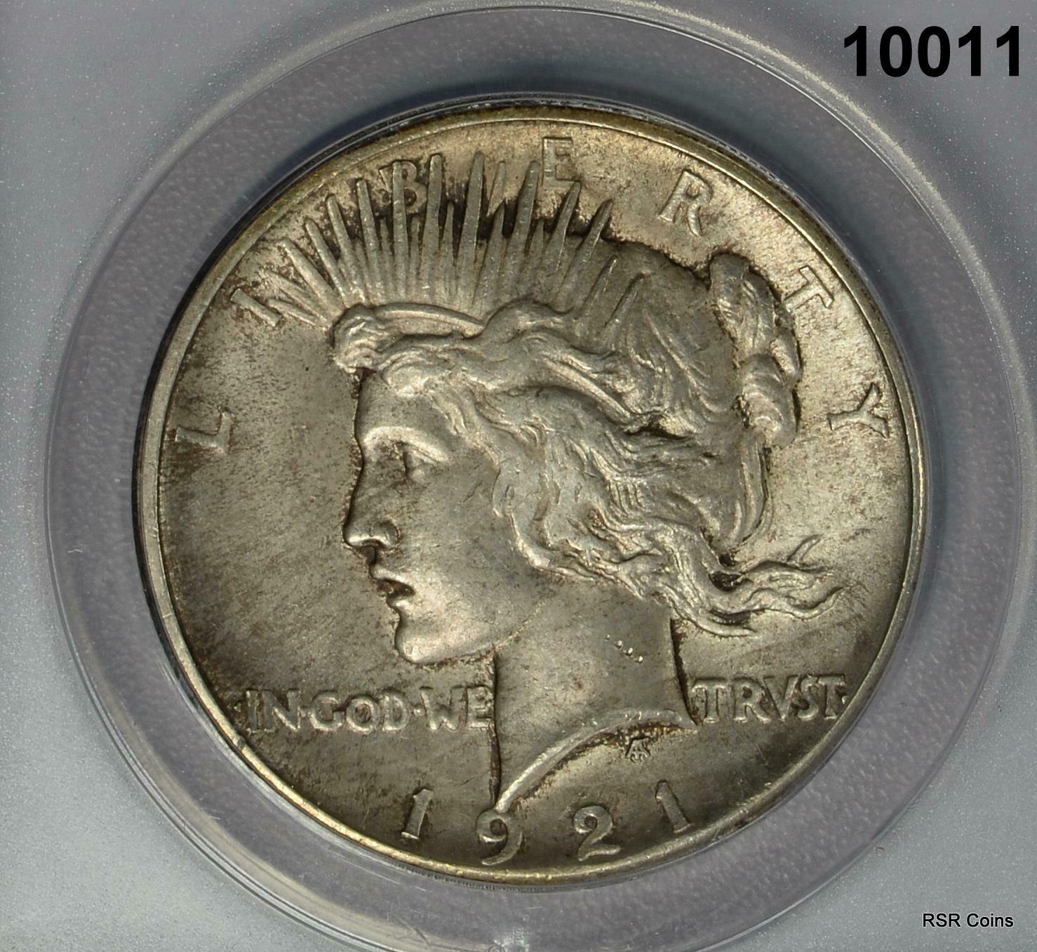 1921 PEACE SILVER DOLLAR HIGH RELIEF  ANACS CERTIFIED AU58 SATIN COIN!  #10011