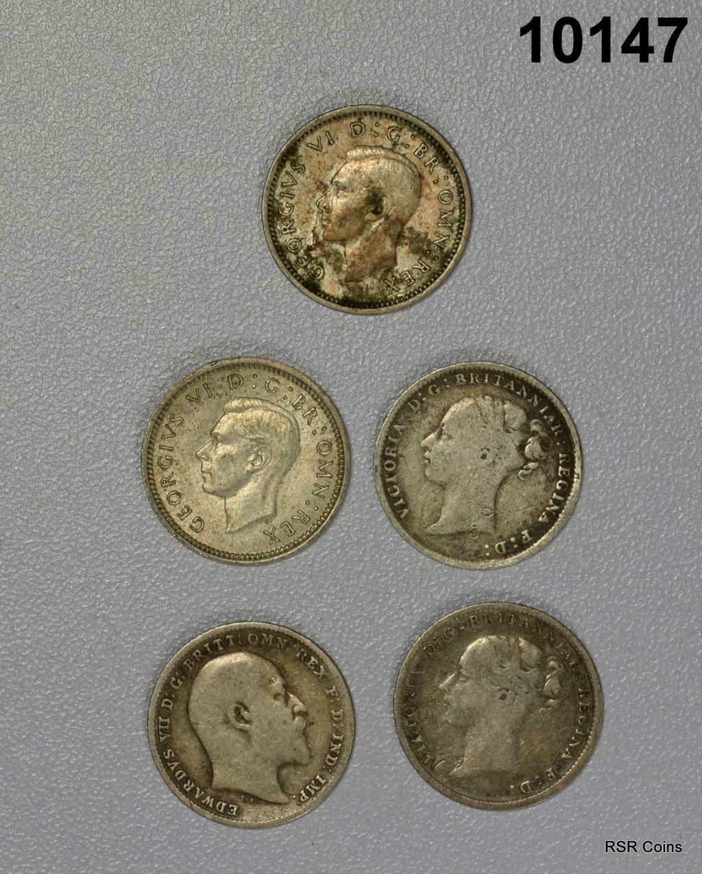 1881, 83,1902,37,43 5 COIN BRITISH 3 PENCE LOT! #10147