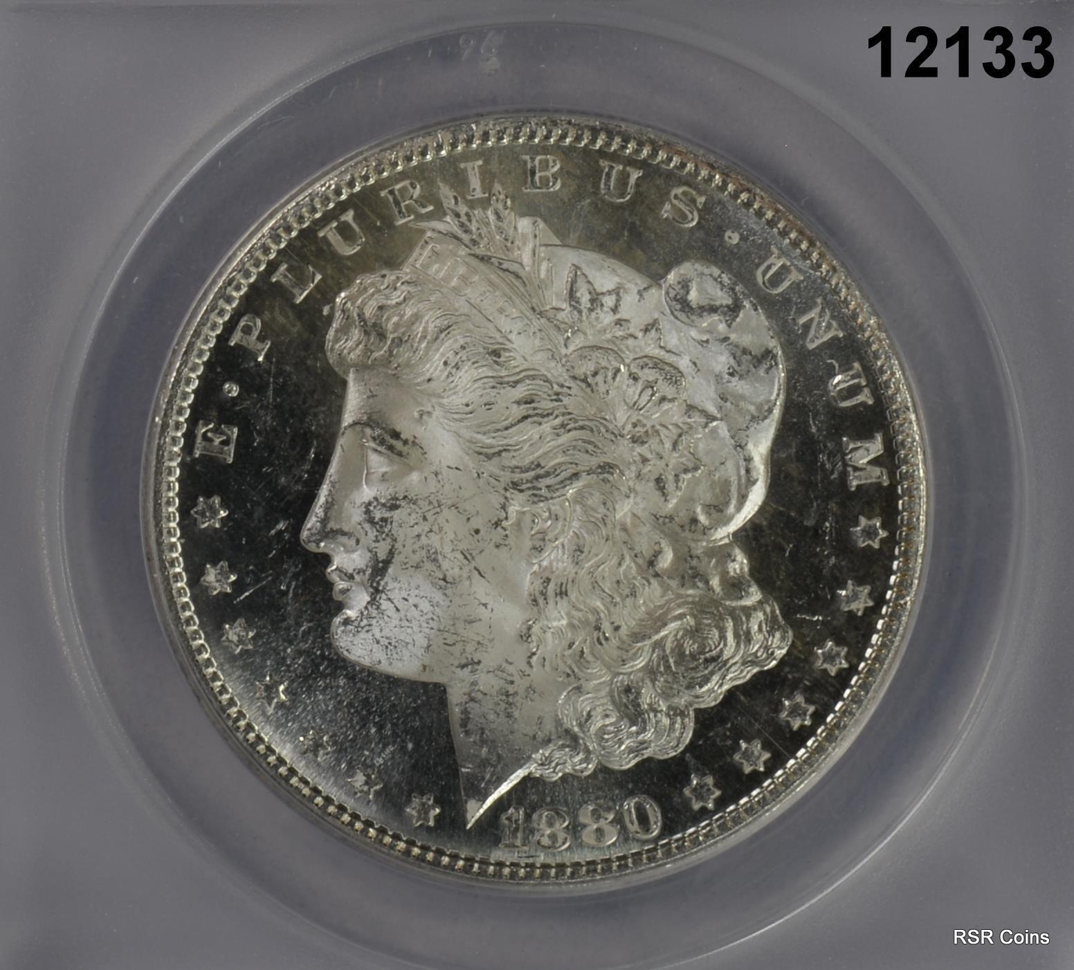 1880 S MORGAN SILVER DOLLAR ANACS CERTIFIED MS63 OBVERSE DMPL WOW FROSTY! #12133