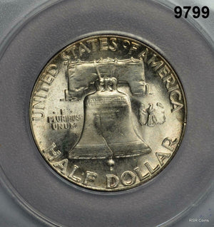 1958 FRANKLIN HALF DOLLAR ANACS CERTIFIED MS65 FBL MINT SET COLORS! #9799