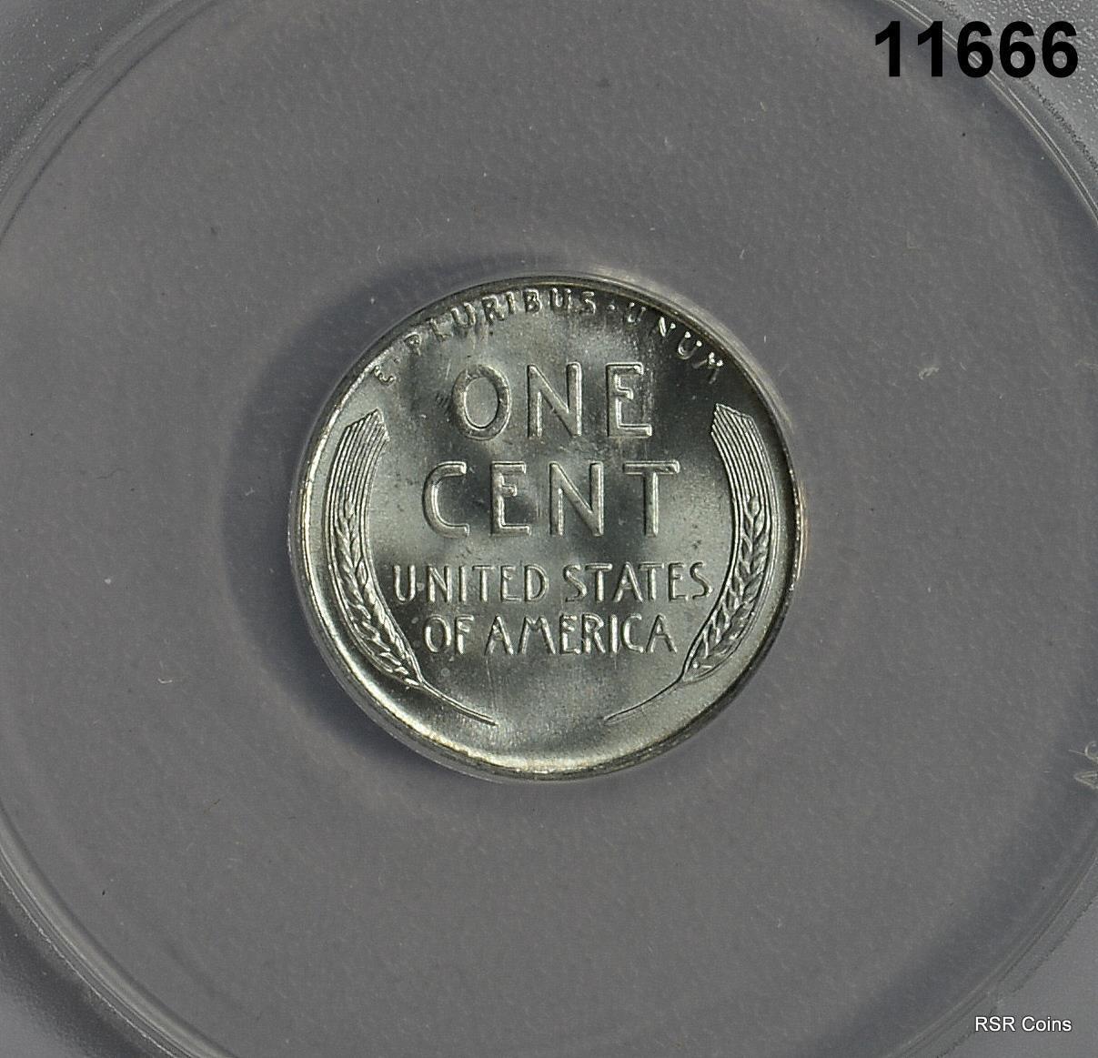 1943 S STEEL LINCOLN WHEAT CENT ANACS CERTIFIED MS66 FLASHY! #11666