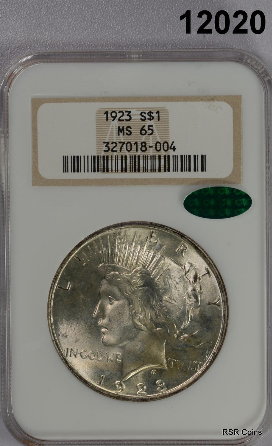 1923 PEACE DOLLAR NGC CERTIFIED MS65 CAC LOOKS BETTER! FATTY HOLDER #12020