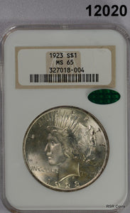 1923 PEACE DOLLAR NGC CERTIFIED MS65 CAC LOOKS BETTER! FATTY HOLDER #12020