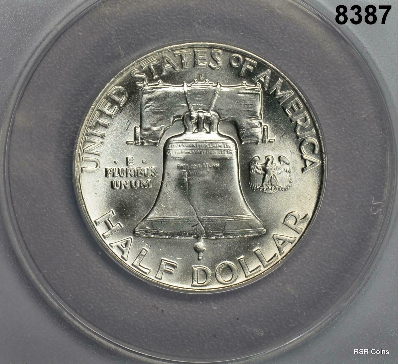 1963 D FRANKLIN HALF DOLLAR ANACS CERTIFIED MS65 FBL NEAR GEM! #8387