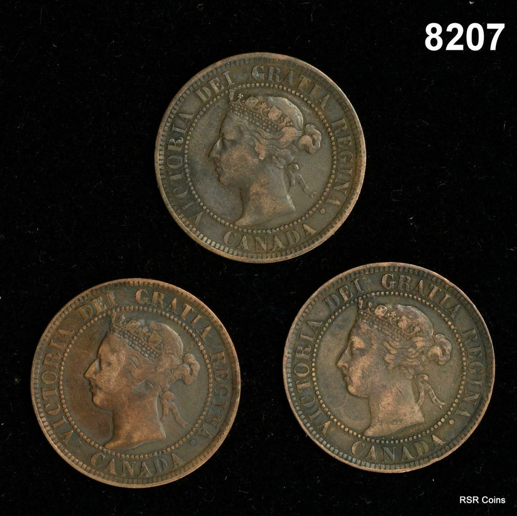 3- CANADA LARGE CENTS: 1888, 93, 95 VG-XF #8207