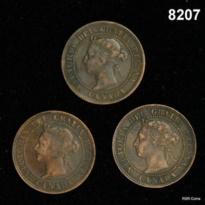 3- CANADA LARGE CENTS: 1888, 93, 95 VG-XF #8207