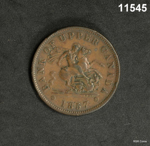1857 BANK OF UPPER CANADA ONE PENNY TOKEN #11545