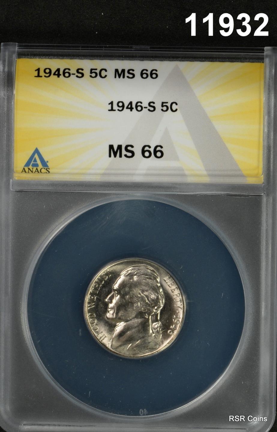 1946 S JEFFERSON NICKEL PL SURFACES ANACS CERTIFIED MS66 FLASHY! #11932