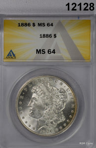 1886 MORGAN SILVER DOLLAR ANACS CERTIFIED MS64 WOW! #12128