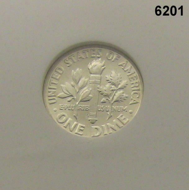 1964 D ROOSEVELT DIME 90% SILVER NGC CERTIFIED MS66 FLASHY WHITE! #6201