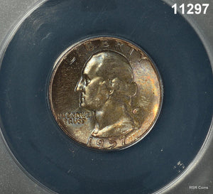 1957 WASHINGTON QUARTER ANACS CERTIFIED MS65 BLUE-GOLD COLOR MINT SET! #11297