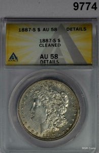 1887 S MORGAN SILVER DOLLAR ANACS CERTIFIED AU58 CLEANED NICE!! #9774