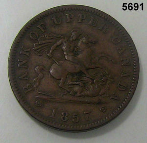 1857 BANK OF UPPER CANADA TOKEN #5691