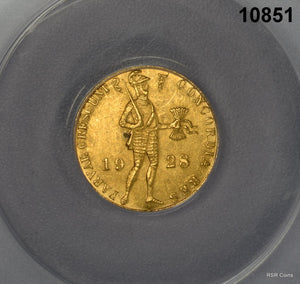 1928 NETHERLANDS GOLD DUCAT ANACS CERTIFIED MS60 #10851