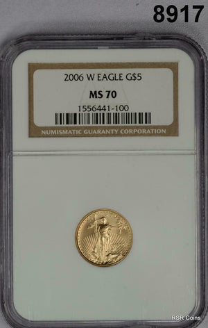 2006 W $5 GOLD EAGLE BURNISHED NGC CERTIFIED MS70 1/10TH OZ GOLD! #8917