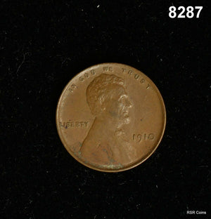 1910 LINCOLN CENT AU SLIGHT REVERSE EDGE CORROSION #8287