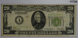 1928 B LIME GREEN "REDEEMABLE IN GOLD" BOSTON MASS FEDERAL RESERVE NOTE! #11724