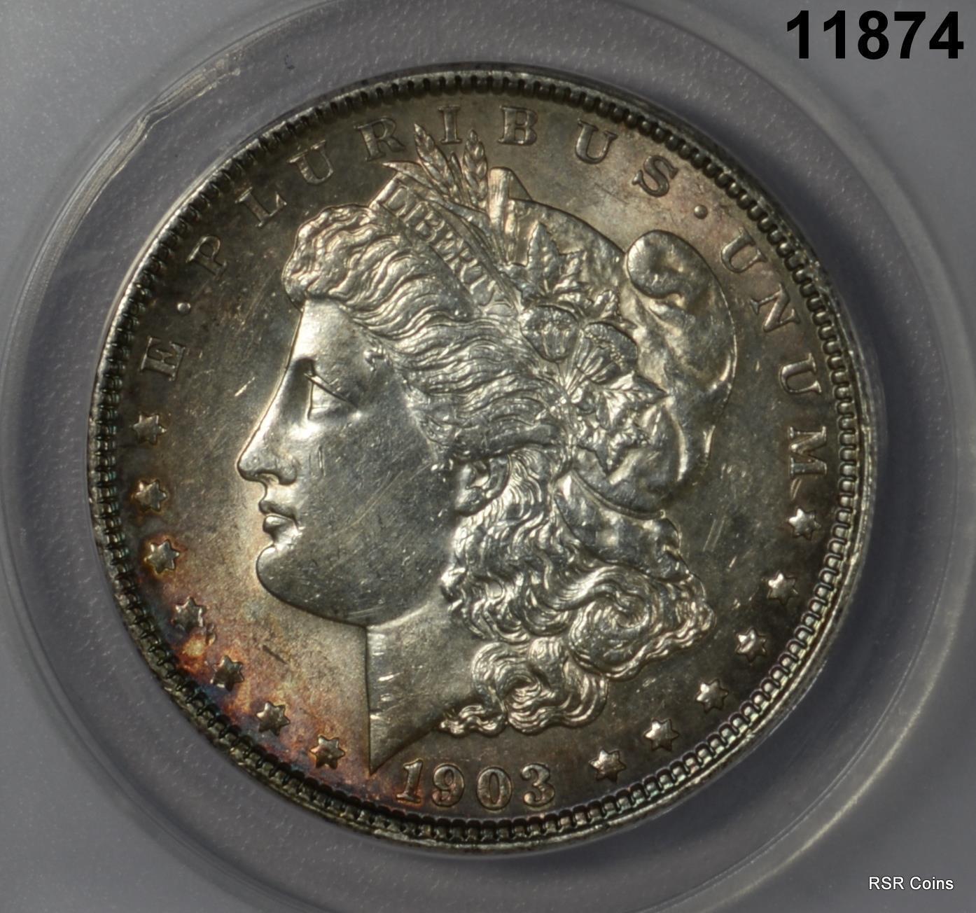 1903 MORGAN SILVER DOLLAR BETTER DATE ANACS CERTIFIED MS61 RED RIM! #11874