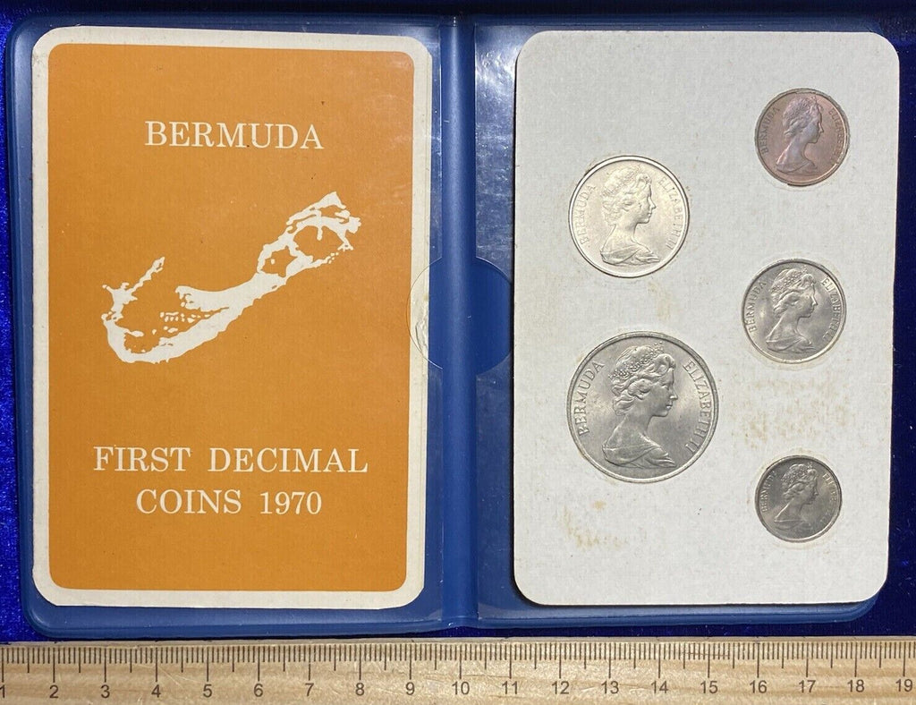 1970 Bermuda 1st Decimal Coins Collectors Set w/COA, 1C, 5C, 10C, 25C, 50C#12384